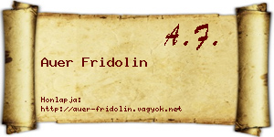 Auer Fridolin névjegykártya